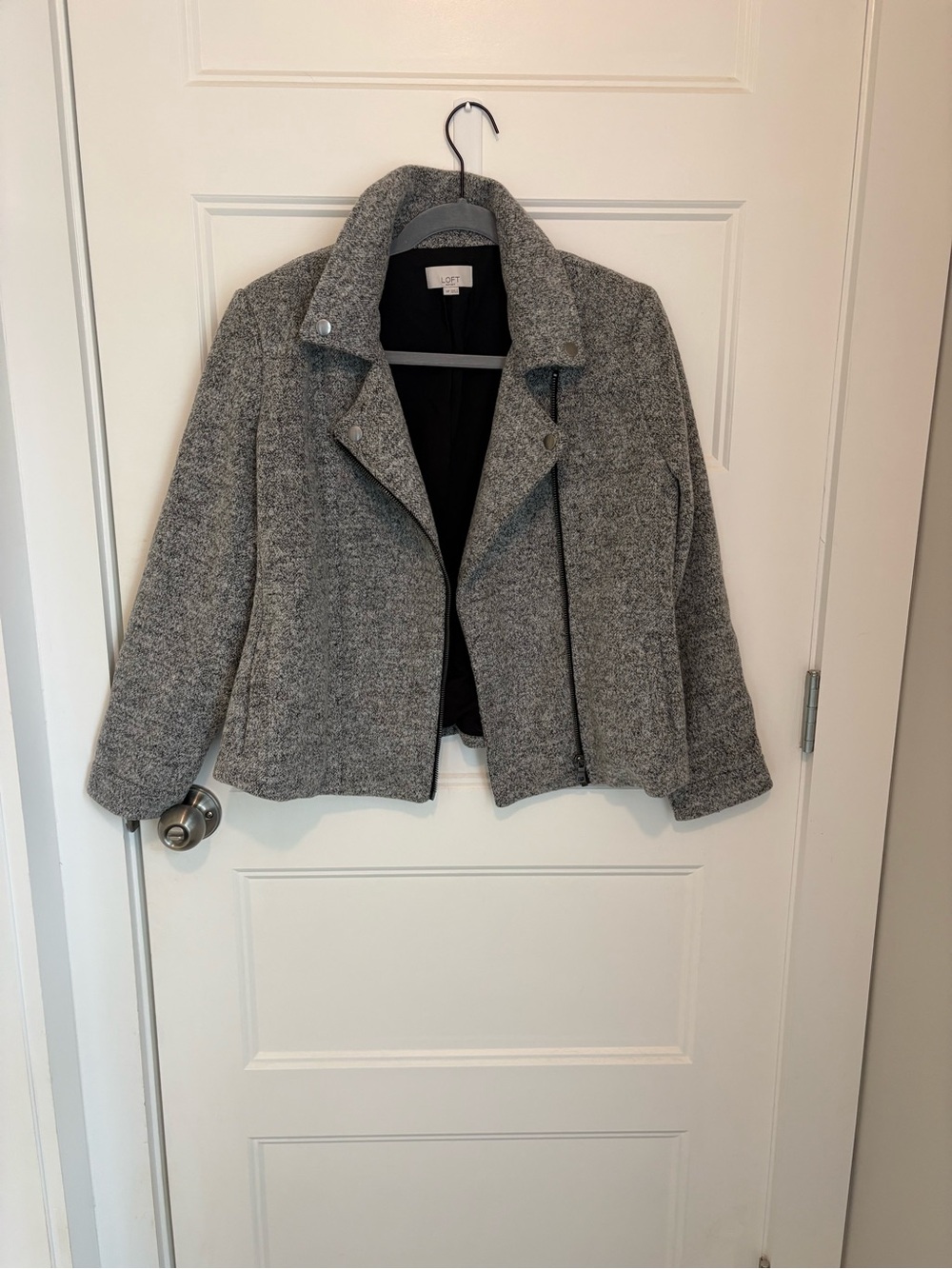 LOFT Gray Textured Moto-Style Blazer Jacket